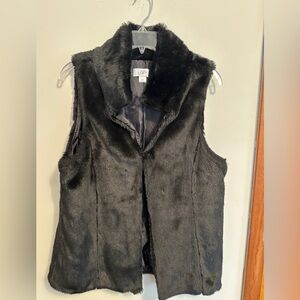 Loft Black Faux Fur Vest- Size M/L